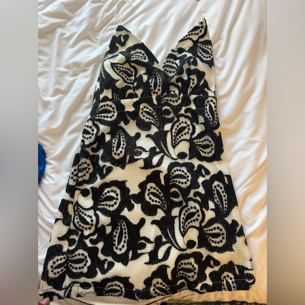 Anthropologie Black and White Mini Dress